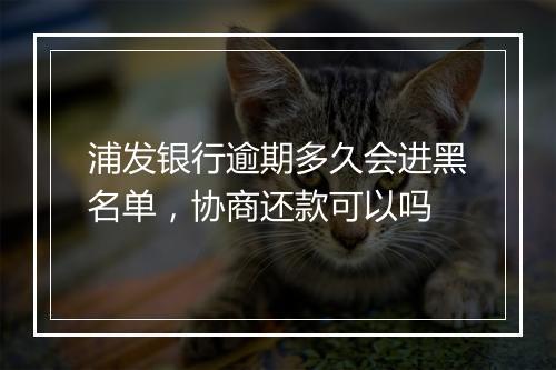 浦发银行逾期多久会进黑名单，协商还款可以吗