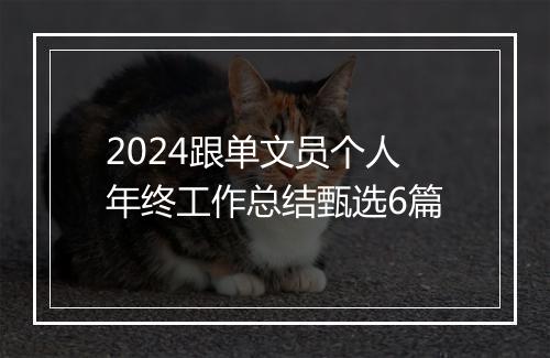 2024跟单文员个人年终工作总结甄选6篇
