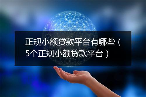 正规小额贷款平台有哪些（5个正规小额贷款平台）