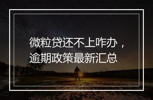 微粒贷还不上咋办，逾期政策最新汇总