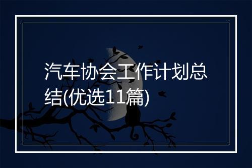 汽车协会工作计划总结(优选11篇)
