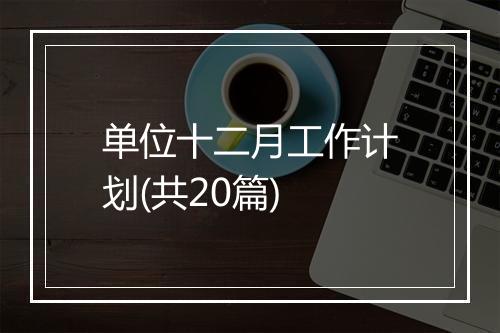 单位十二月工作计划(共20篇)
