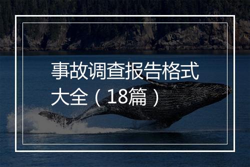 事故调查报告格式大全（18篇）