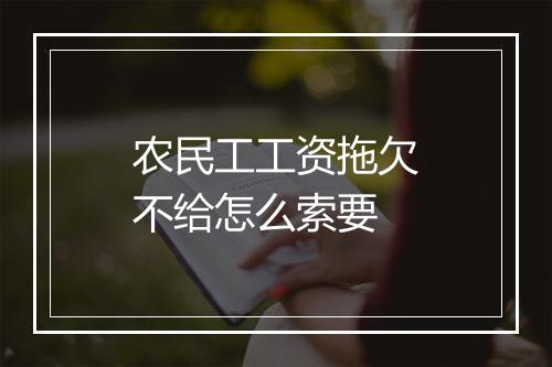 农民工工资拖欠不给怎么索要