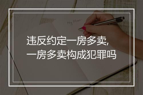 违反约定一房多卖,一房多卖构成犯罪吗