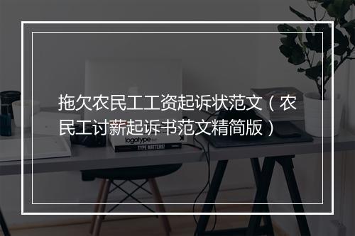 拖欠农民工工资起诉状范文（农民工讨薪起诉书范文精简版）