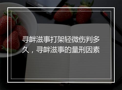 寻衅滋事打架轻微伤判多久，寻衅滋事的量刑因素