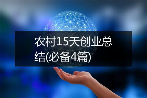 农村15天创业总结(必备4篇)