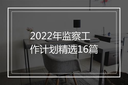 2022年监察工作计划精选16篇