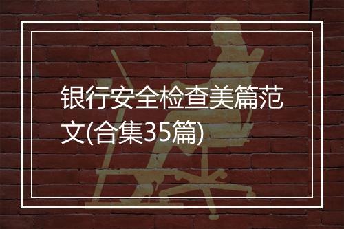 银行安全检查美篇范文(合集35篇)