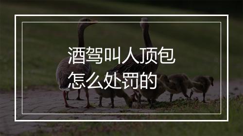 酒驾叫人顶包怎么处罚的