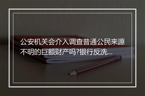 公安机关会介入调查普通公民来源不明的巨额财产吗?银行反洗钱是怎么审查的？