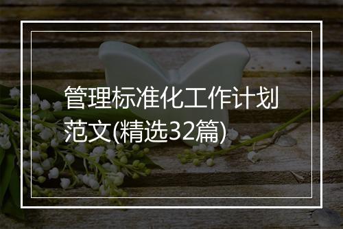 管理标准化工作计划范文(精选32篇)