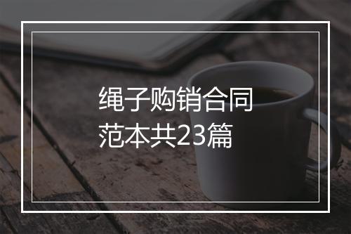 绳子购销合同范本共23篇