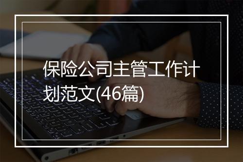 保险公司主管工作计划范文(46篇)
