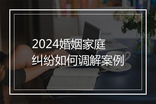 2024婚姻家庭纠纷如何调解案例