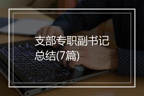 支部专职副书记总结(7篇)