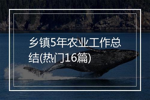 乡镇5年农业工作总结(热门16篇)