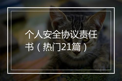 个人安全协议责任书（热门21篇）