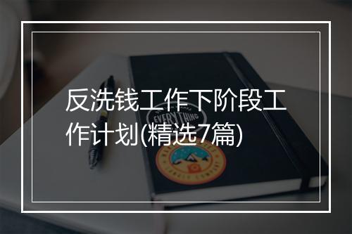 反洗钱工作下阶段工作计划(精选7篇)