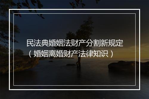 民法典婚姻法财产分割新规定（婚姻离婚财产法律知识）