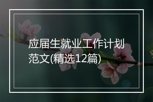 应届生就业工作计划范文(精选12篇)