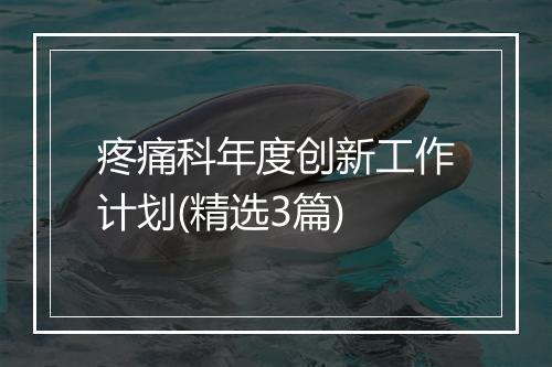 疼痛科年度创新工作计划(精选3篇)
