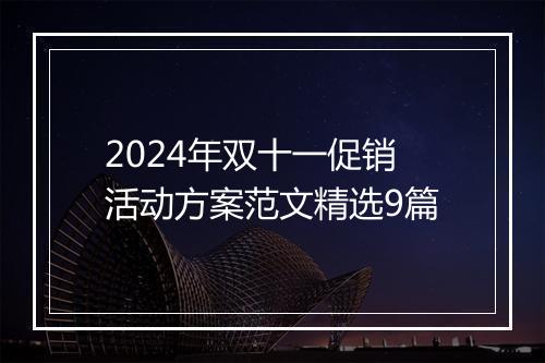 2024年双十一促销活动方案范文精选9篇
