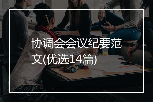 协调会会议纪要范文(优选14篇)