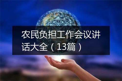 农民负担工作会议讲话大全（13篇）
