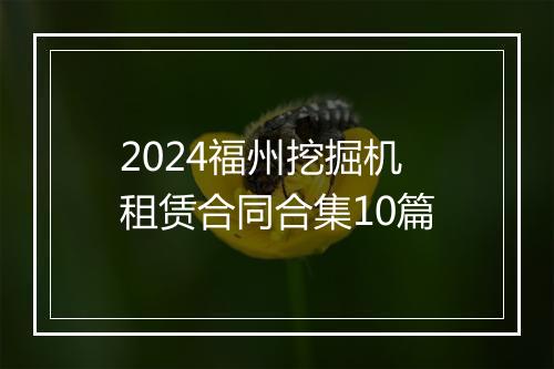 2024福州挖掘机租赁合同合集10篇
