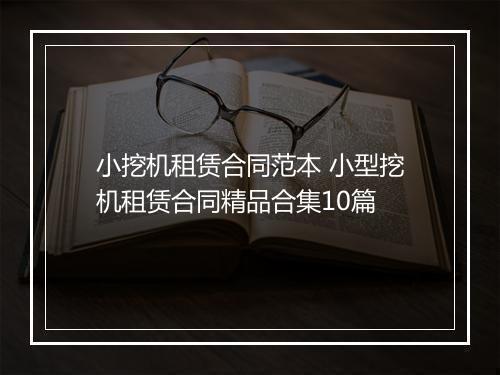 小挖机租赁合同范本 小型挖机租赁合同精品合集10篇