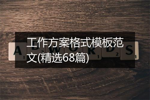 工作方案格式模板范文(精选68篇)