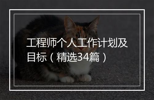工程师个人工作计划及目标（精选34篇）