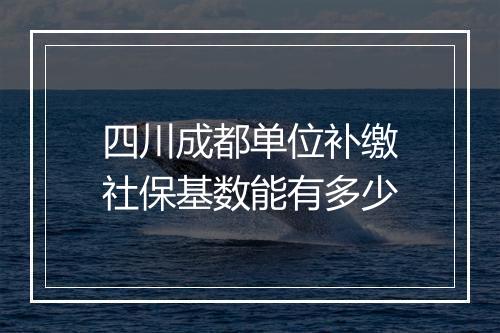 四川成都单位补缴社保基数能有多少