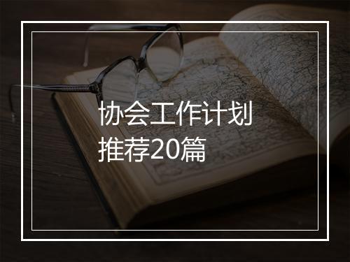 协会工作计划推荐20篇