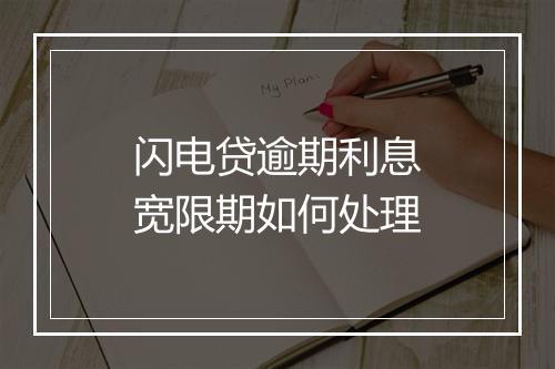 闪电贷逾期利息宽限期如何处理