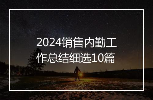2024销售内勤工作总结细选10篇