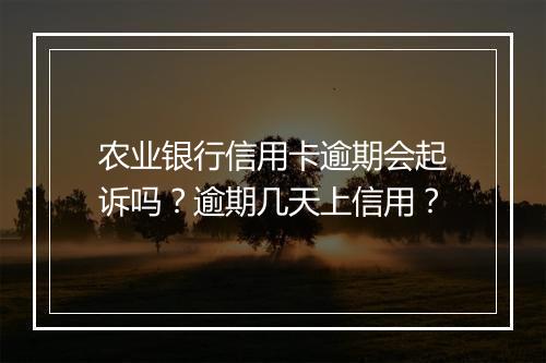 农业银行信用卡逾期会起诉吗？逾期几天上信用？
