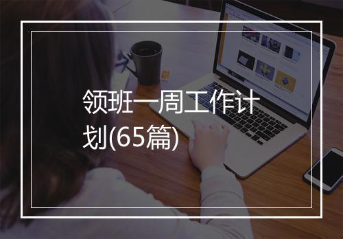 领班一周工作计划(65篇)
