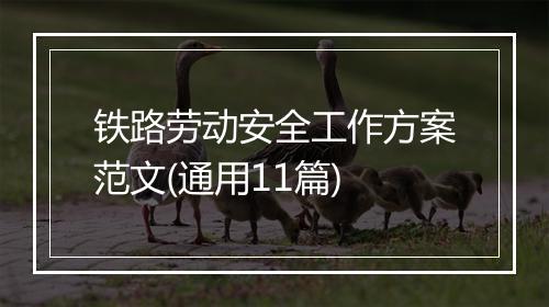 铁路劳动安全工作方案范文(通用11篇)