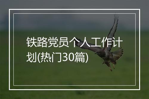 铁路党员个人工作计划(热门30篇)