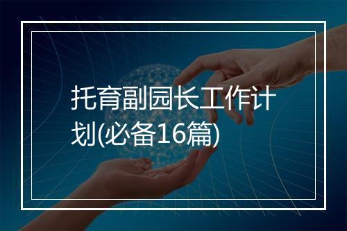 托育副园长工作计划(必备16篇)