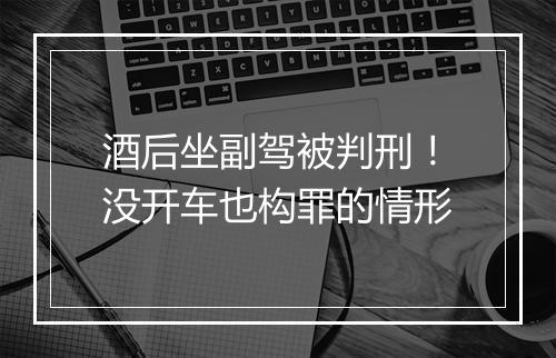 酒后坐副驾被判刑！没开车也构罪的情形