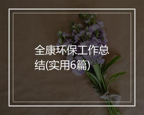 全康环保工作总结(实用6篇)