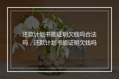 还款计划书能证明欠钱吗合法吗，还款计划书能证明欠钱吗