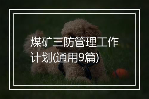 煤矿三防管理工作计划(通用9篇)