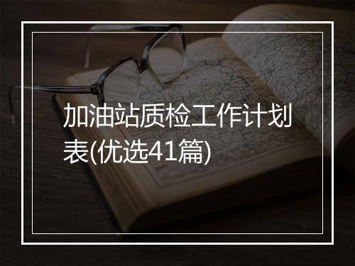 加油站质检工作计划表(优选41篇)