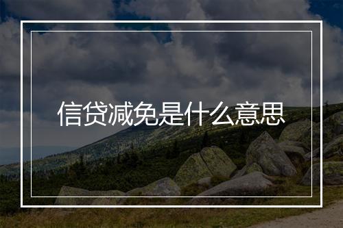 信贷减免是什么意思