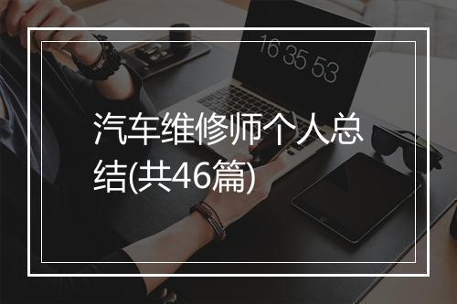 汽车维修师个人总结(共46篇)